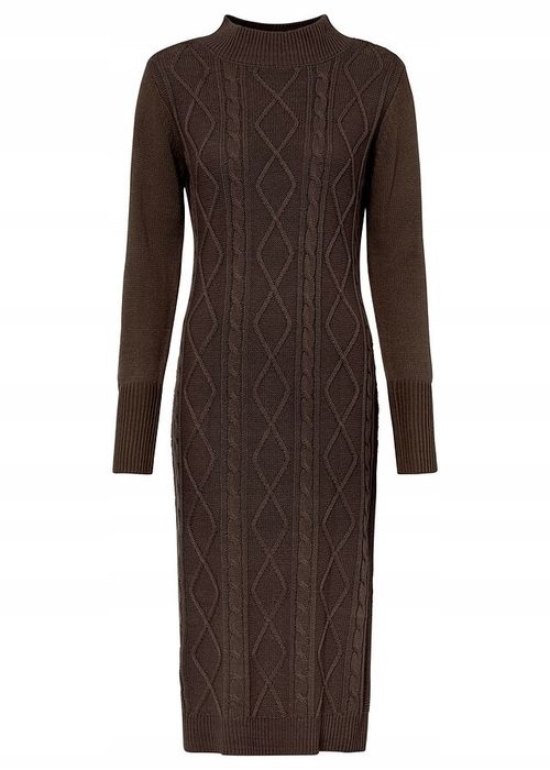 B.P.C dzianinowa sukienka brązowa midi ^36/38