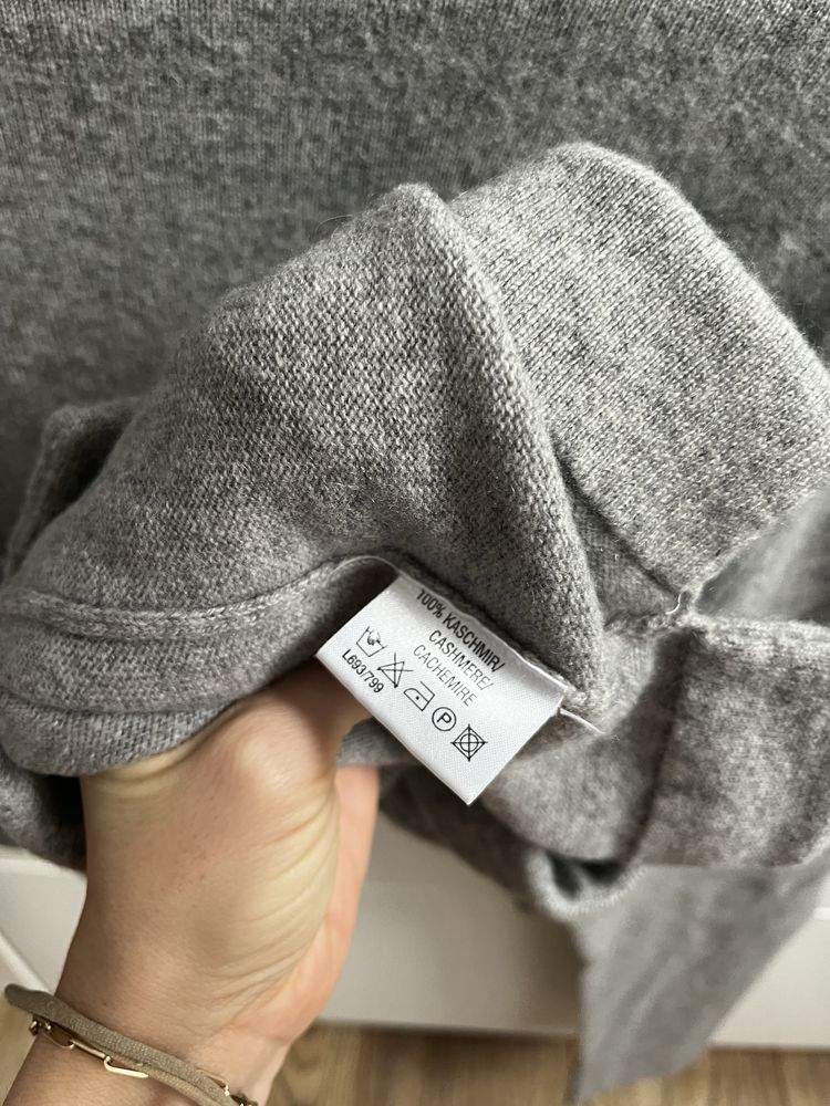 100% kaszmir kaszmirowy sweter  golf szary M /L