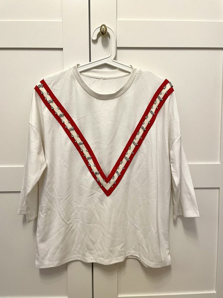 Biała bluza z rękawem 3/4 S