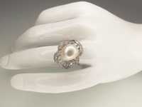 pierścionek złoto 585 perła brylanty 0,24 karata - 7,06 g