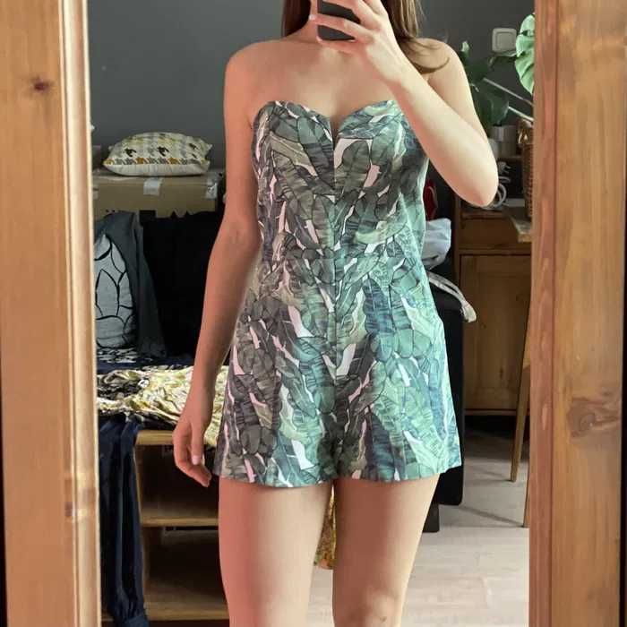 H&M kombinezon zielony liście 38 M