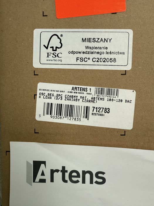 Oscieznica lewa regulowana 100-120 czarny mat