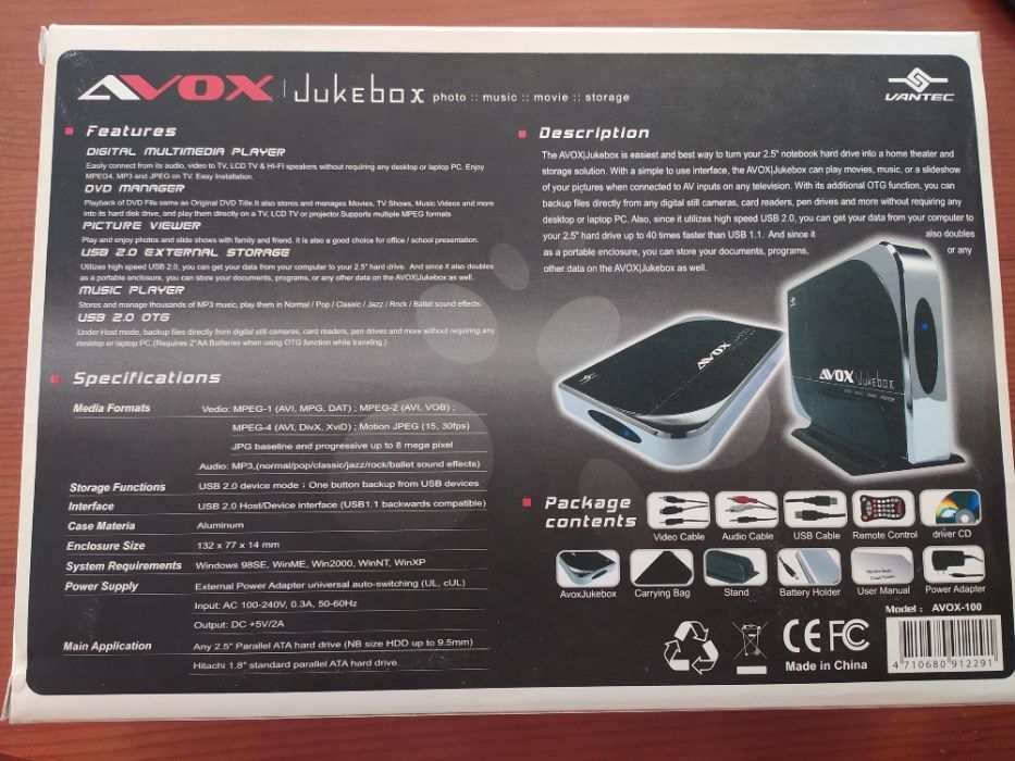 Vantec AVOX JUKBOX Multimedia para HDD 2,5''