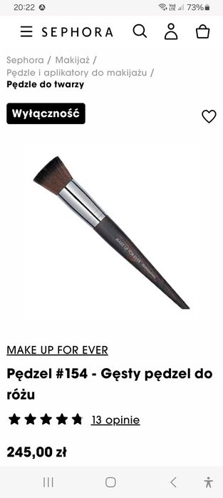 NOWY# 154 MAKE UP FOR EVER oryginalny pędzel do różu rozświetlacza