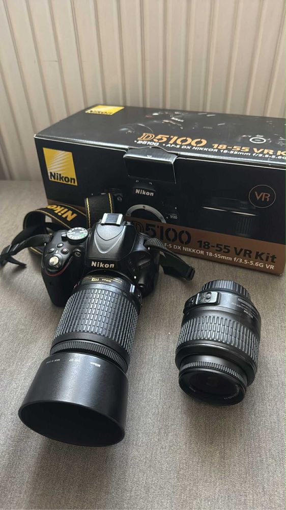 Nikon D5100 + obiektywy 18-55 i 55-200