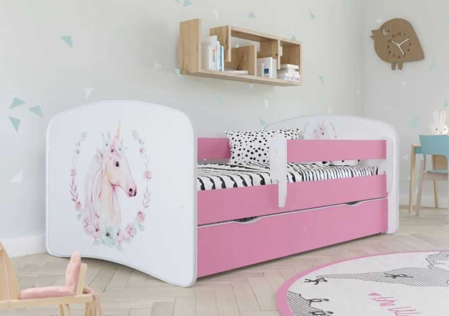 Łóżko dziecięce różowe z szufladą  / materac 160/80