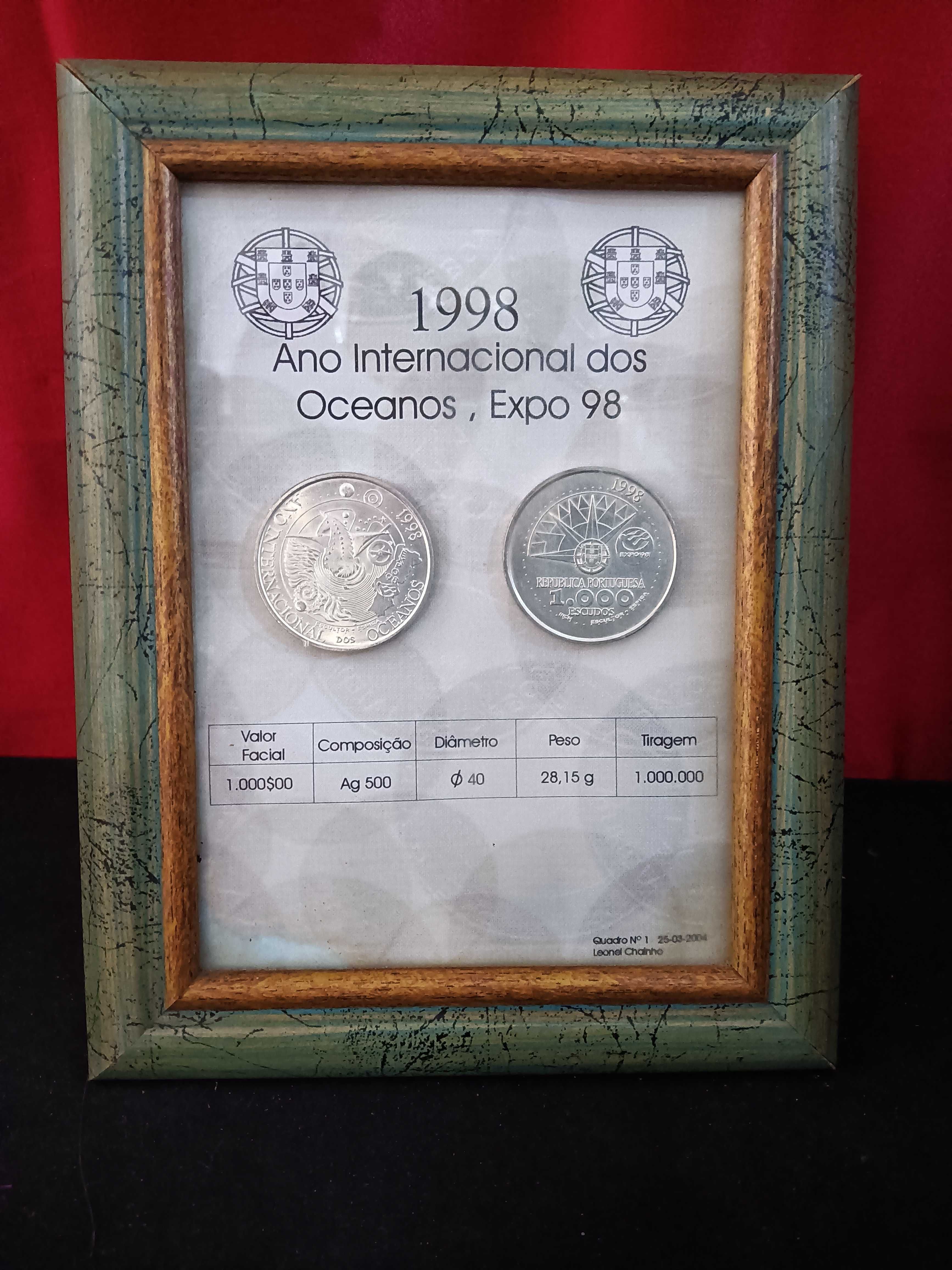moedas 1000 escudos emolduradas 10 unidades