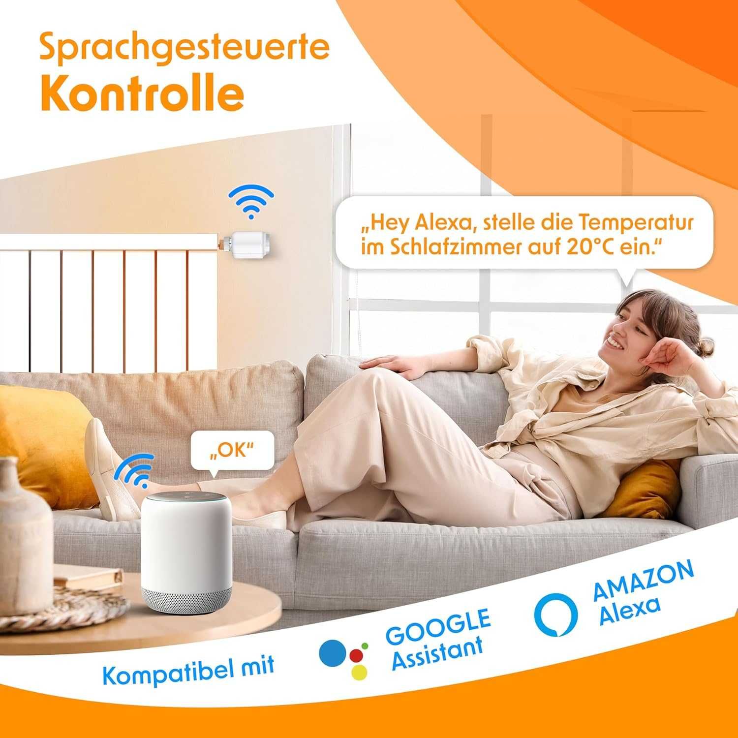 Głowica termostatyczna grzejnika kaloryfera LCD SMART APP M30*1,5 mm