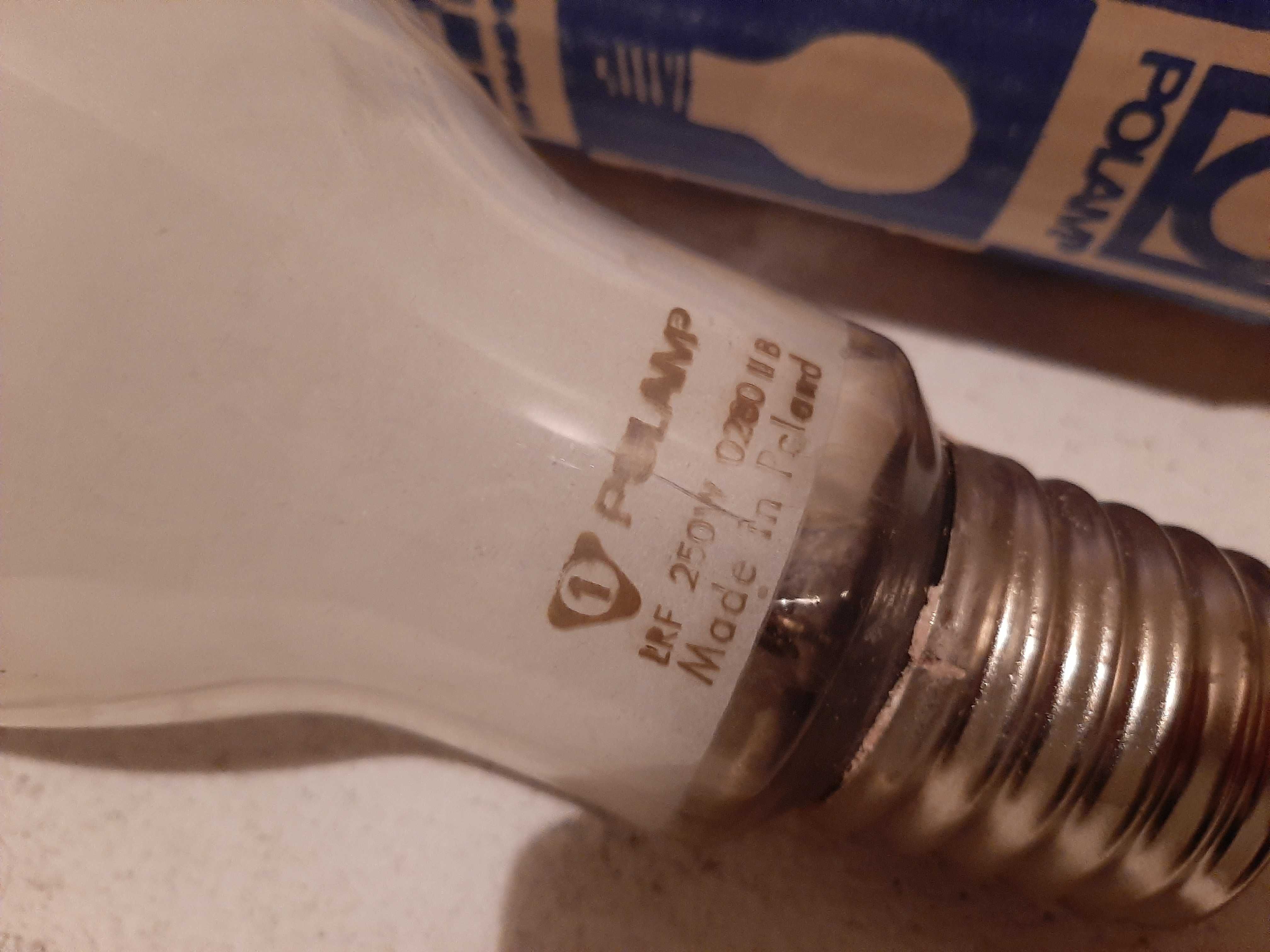 Lampa rtęciowa Polamp LRF 250W E40 żarówka stara biała duża PRL 3