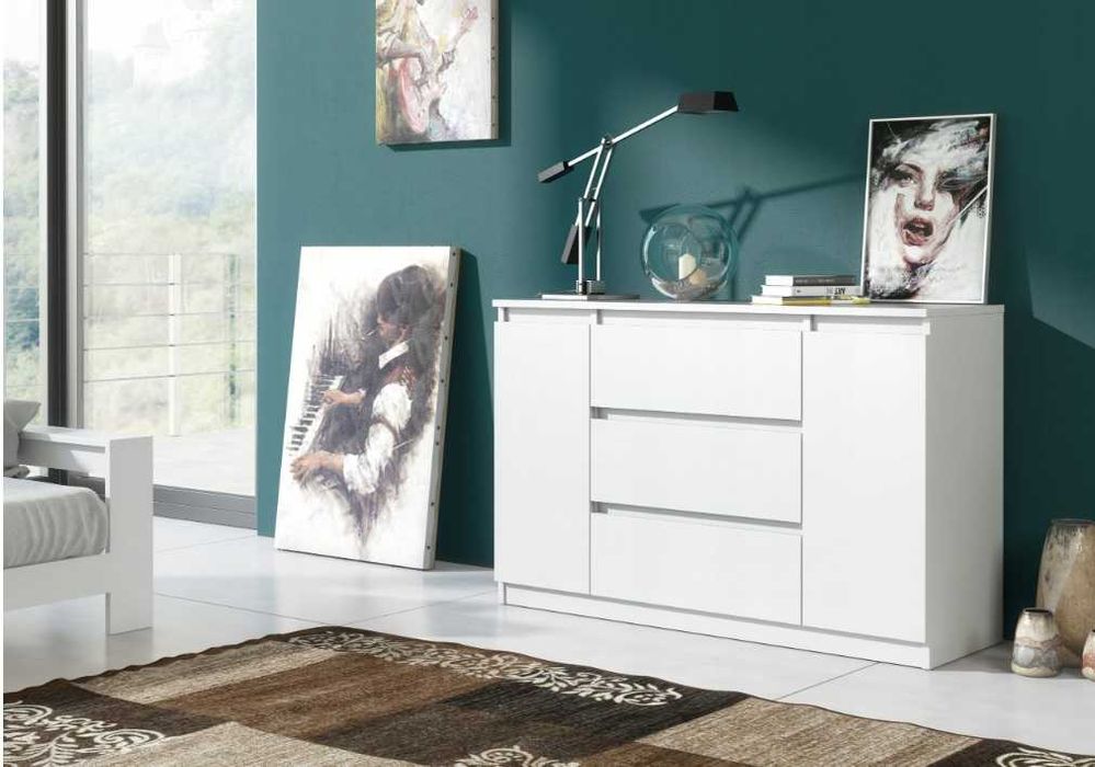 Komoda biała/dąb wotan  antracyt /dąb wotan dąb sonoma biała