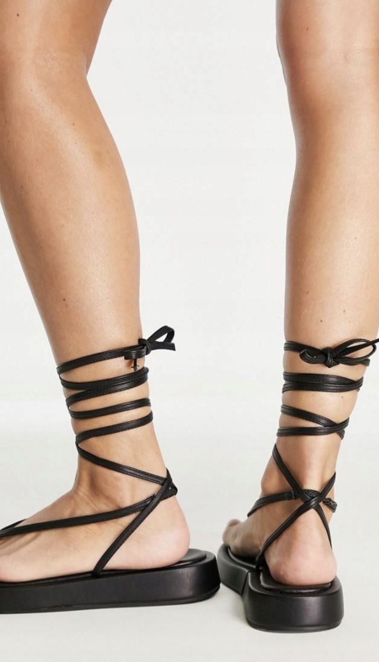 PUBLIC DESIRE sandały japonki gladiatorki 39 40 czarne black gothic