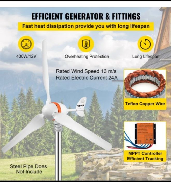Eólicas Horizontais e verticais de 400 ,500,600,800 watts
