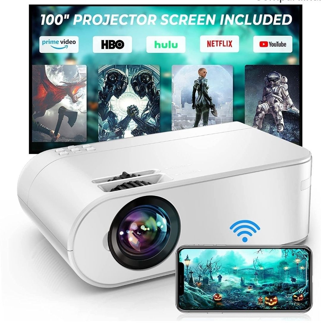 Projetor Led 6000 lumens + WiFi + Tela 80" oferta / 1080P / 4K/ Imagem