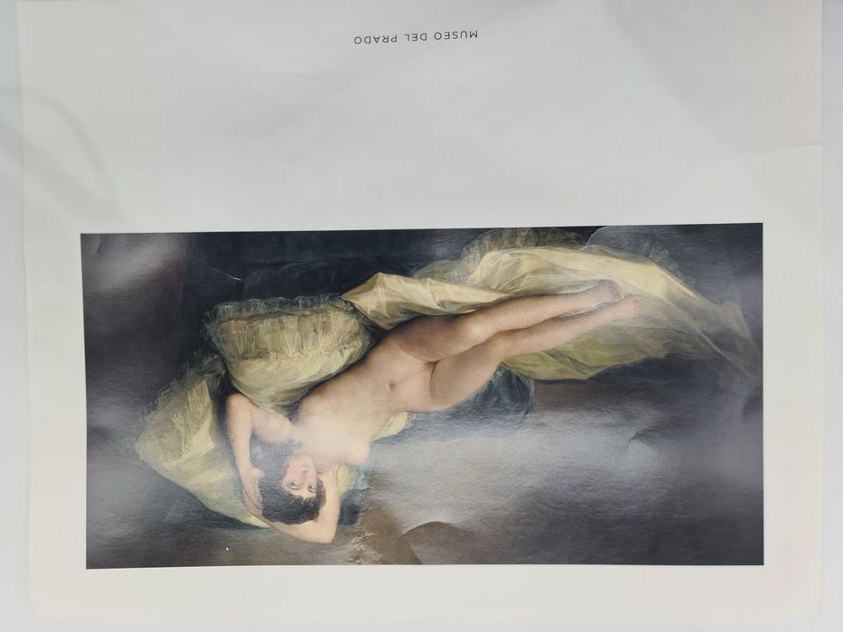 Impressão do Museu do Prado da pintura La Maja Desnuda de Goya