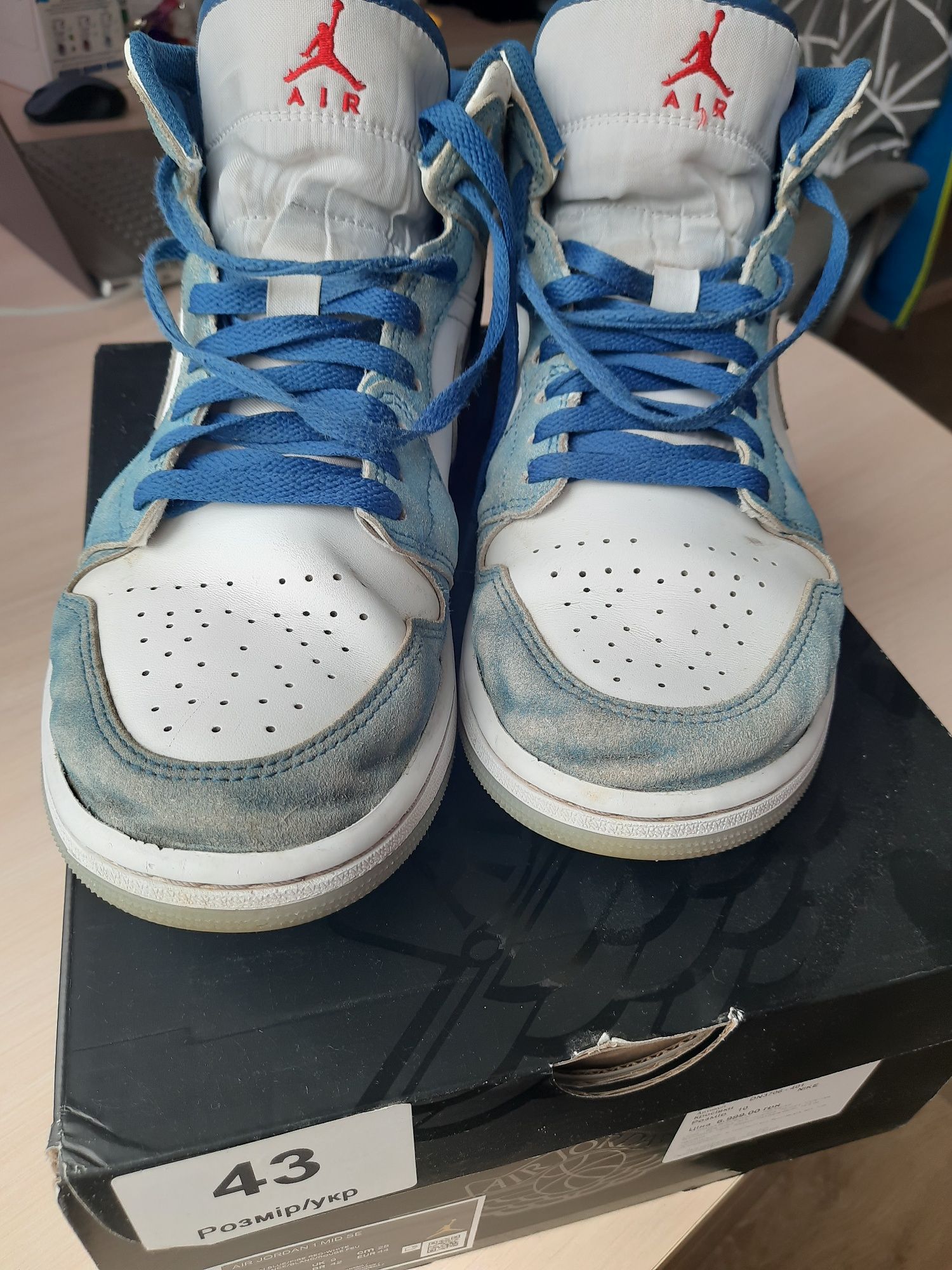 Кроссовки Nike Retro Air Jordan 1 Mid Se blue/white размер 43 Джордан