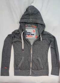 Bluza SuperDry S szara oryginalna okazja z kapturem Super Dry damska