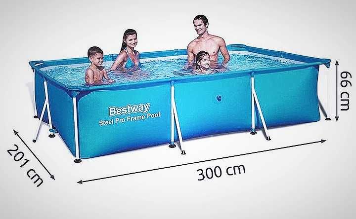NOWY BASEN STELAŻOWY • ZESTAW 19w1 • Bestway 300x201 Mata + pokrywa