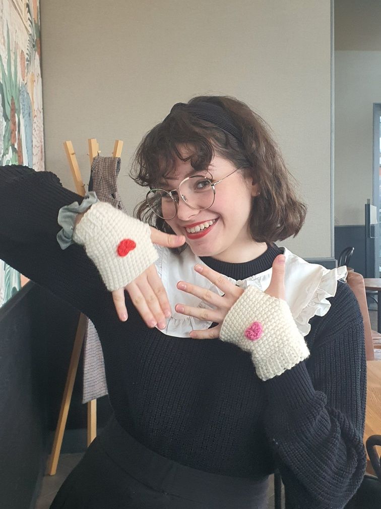 Rękawiczki handmade szydełkowane crochet downtown jesieniara artsy