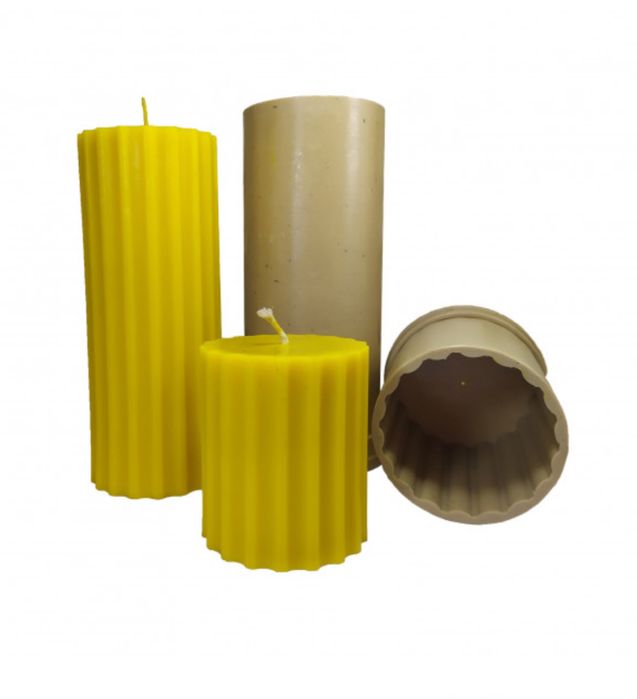 Молд для свічок, велика свічка, форма для свічки рифлена