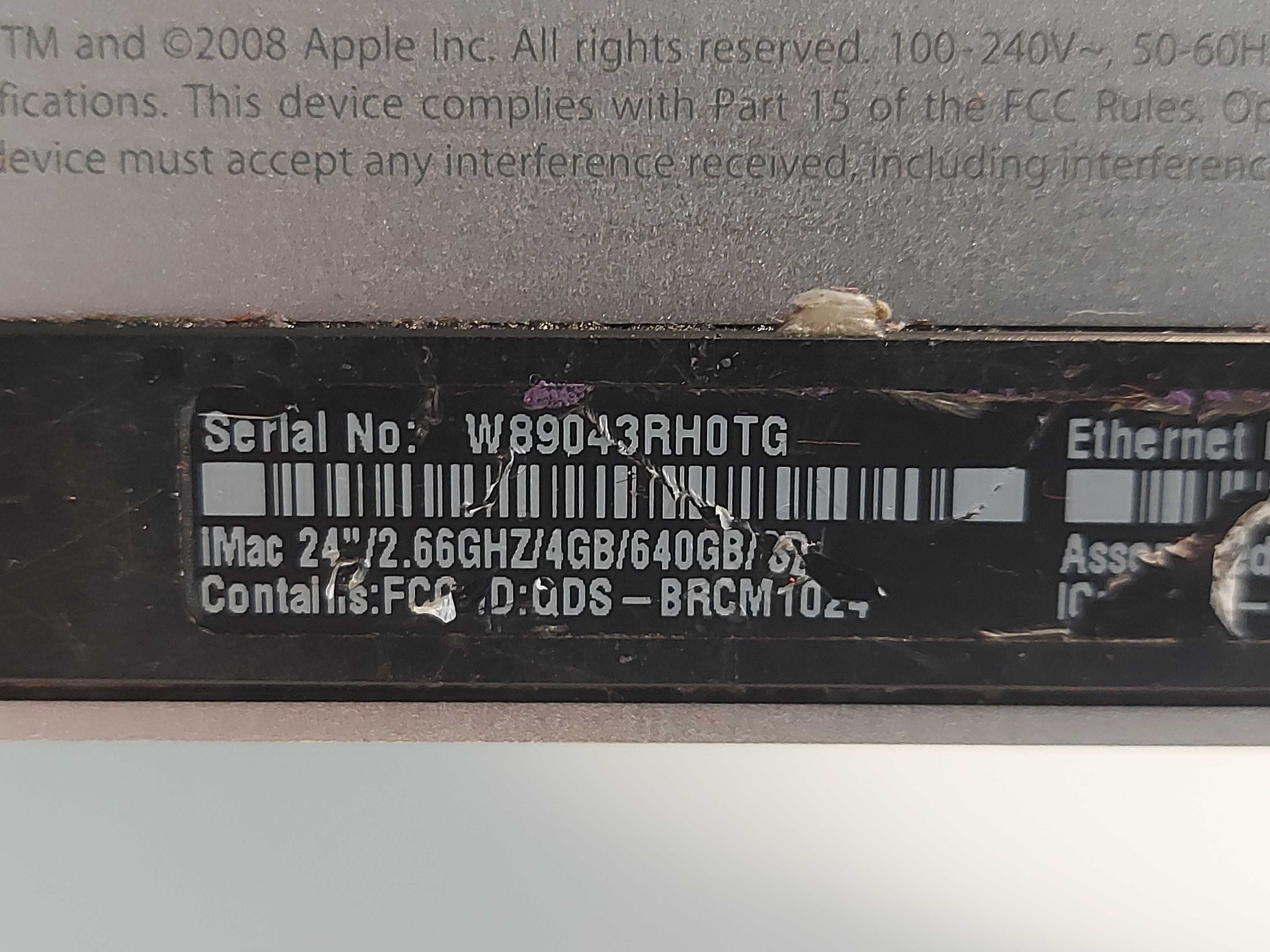 Apple iMac A1225 24" AIO All In One 2,66GHz/640GB HDD/24"