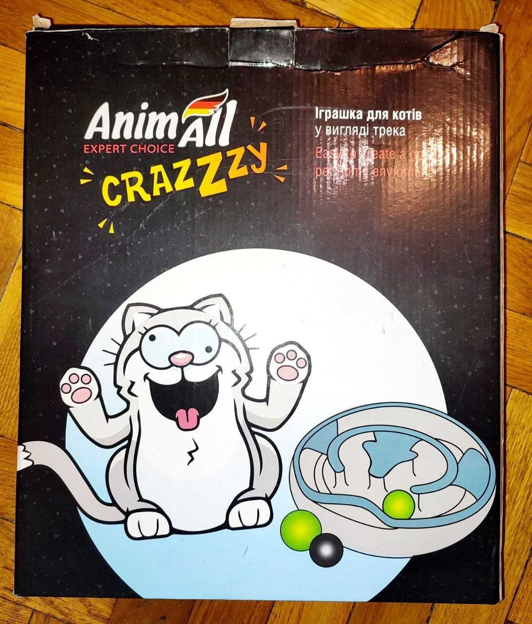 Іграшка для котів  AnimAll CrazZzy, трек з музичним м'ячем, синя