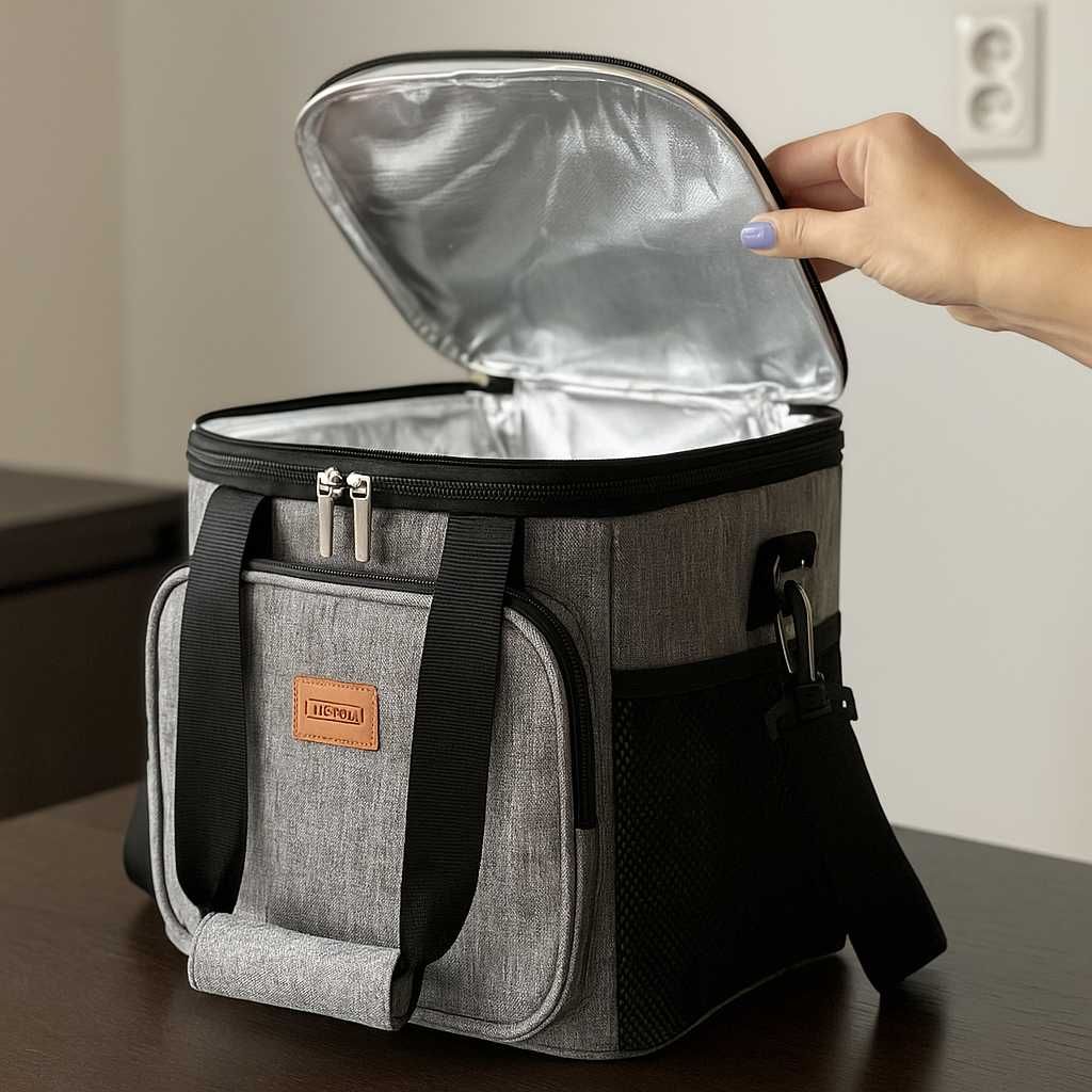 Torba Termiczna Turystyczna 28L + Wkłady Chłodzące 2x200g Zestaw