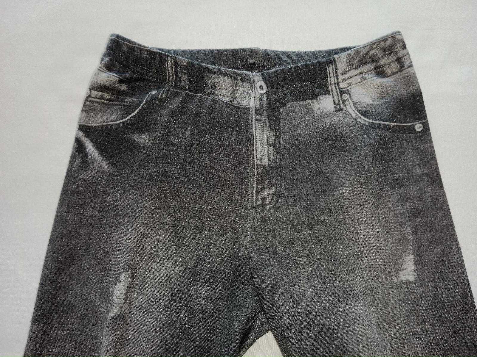Używane duże spodnie legginsy wzór jak jeans rozmiar 110/116 tanio