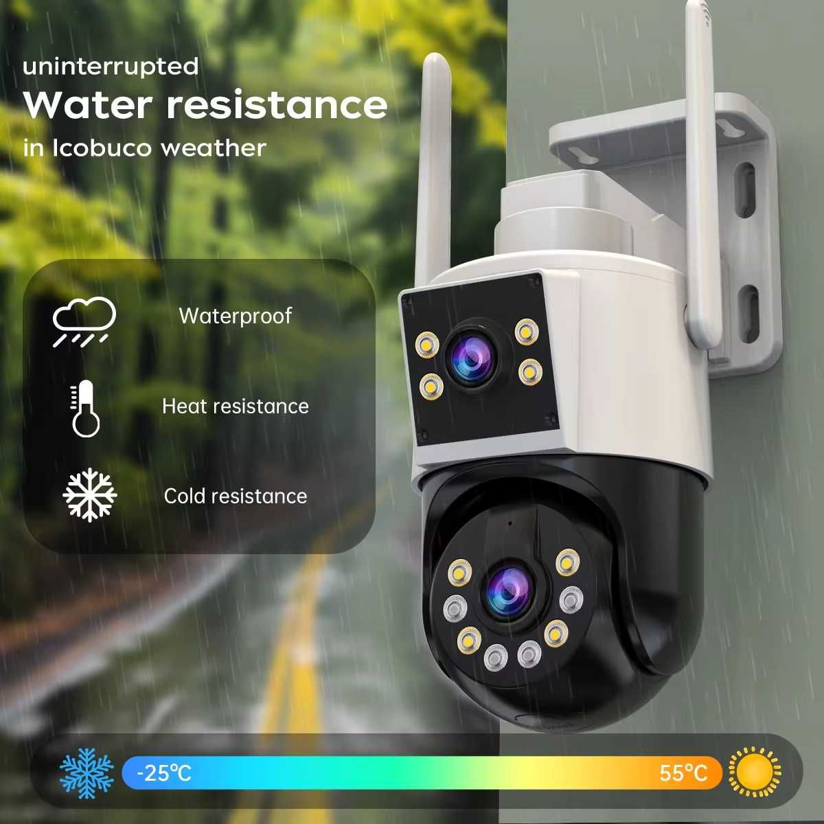 [NOVO] Câmara de Vigilância Exterior Wi-Fi 5K • 2 Lentes • 8 MP + 8 MP