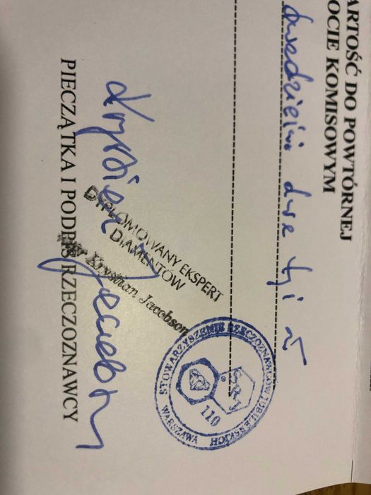 Platynowy pierścionek z brylantami 2,03 ct – ekspertyza Jacobson r. 52