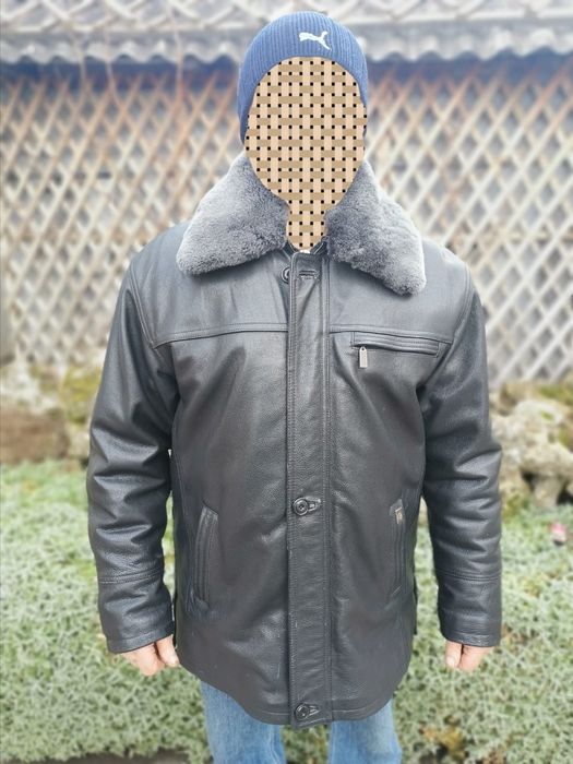 Куртка кожаная, черная, мужская