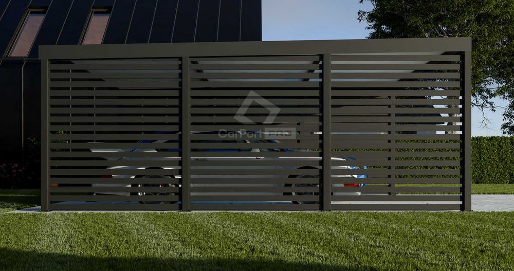 CarPort PREMIUM - wiata samochodowa 6x5,7 - antracyt - zabudowa  CP110