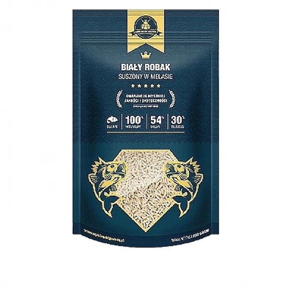 250g Biały robak suszony cały w melasie zanęta wędkarska METHOD FEEDER