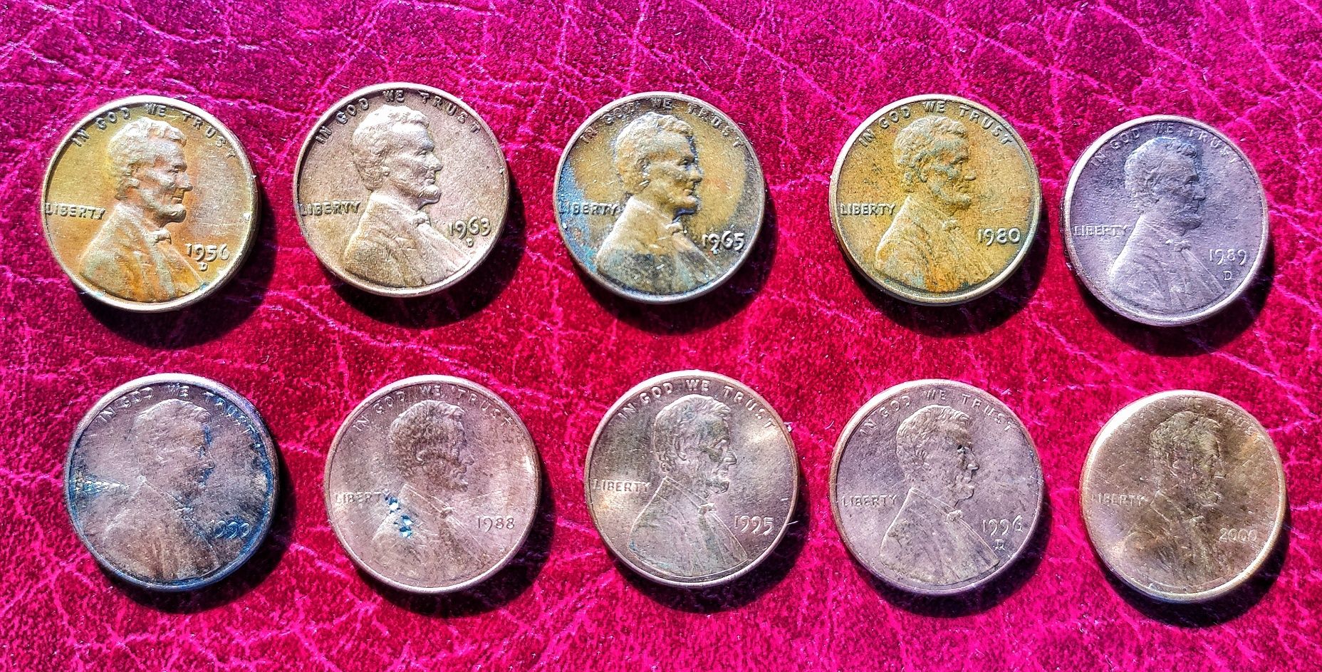Zestaw 20 monet One Cent U.S.A od 1956 roku.