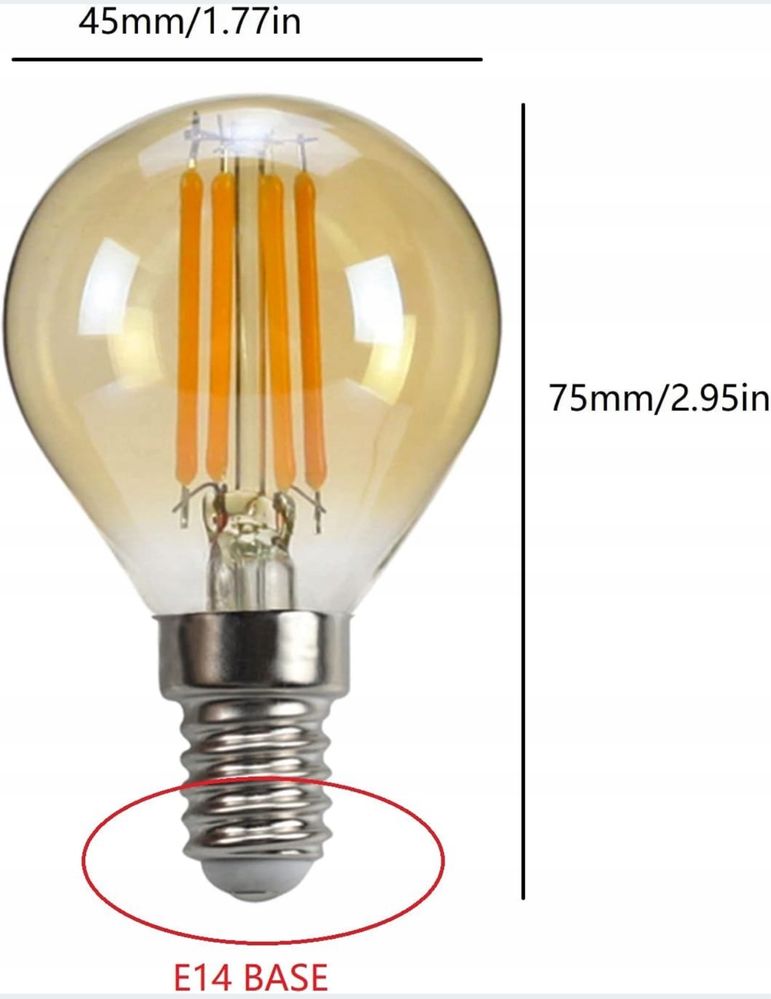 6x Żarówka LED E14 G45 Retro Vintage Edison 2700K