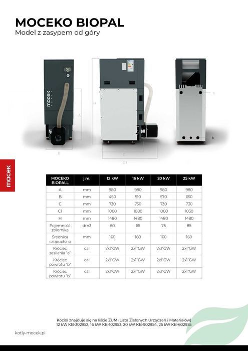 Kocioł na pellet, Drewno Moceko BIOPAL 16kW, piec dotacje OD RĘKI ZUM