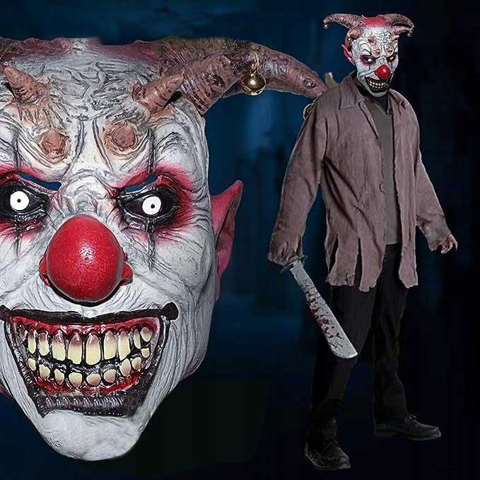 Maska lateksowa KLAUN clown ZABÓJCA psychopata MORDERCA halloween Q407