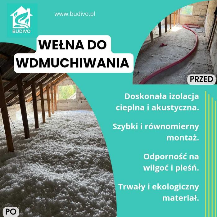 Izolacje Wdmuchiwane - Celuloza , Ocieplanie Celulozą, stropy,poddasza