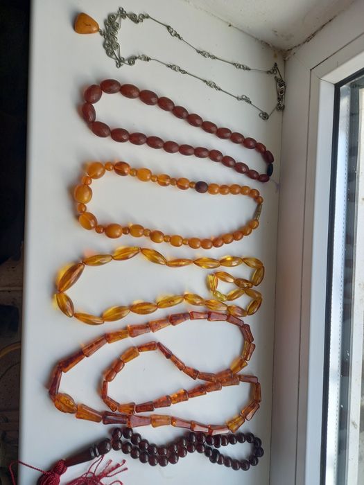 Бусы брошь запонки натуральный янтарь винтаж ссср