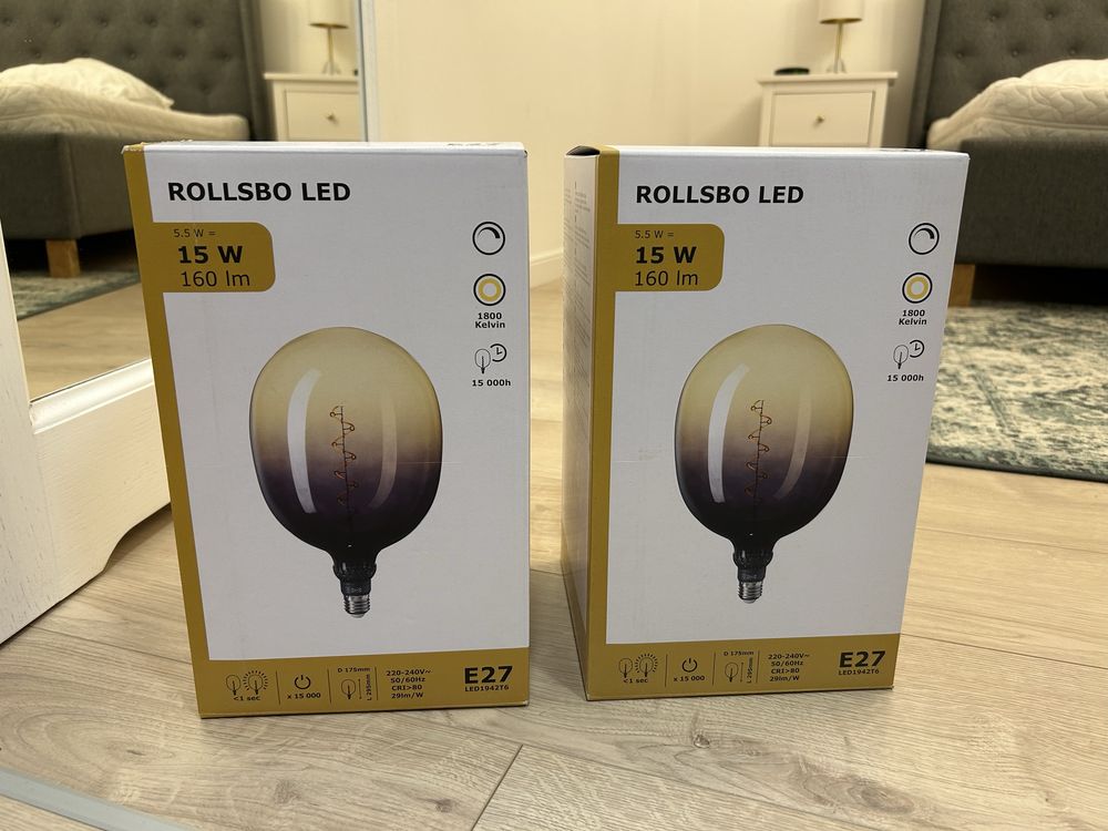 Lampa zarowka ikea rollsbo led NOWE 2szt oprawki kabel