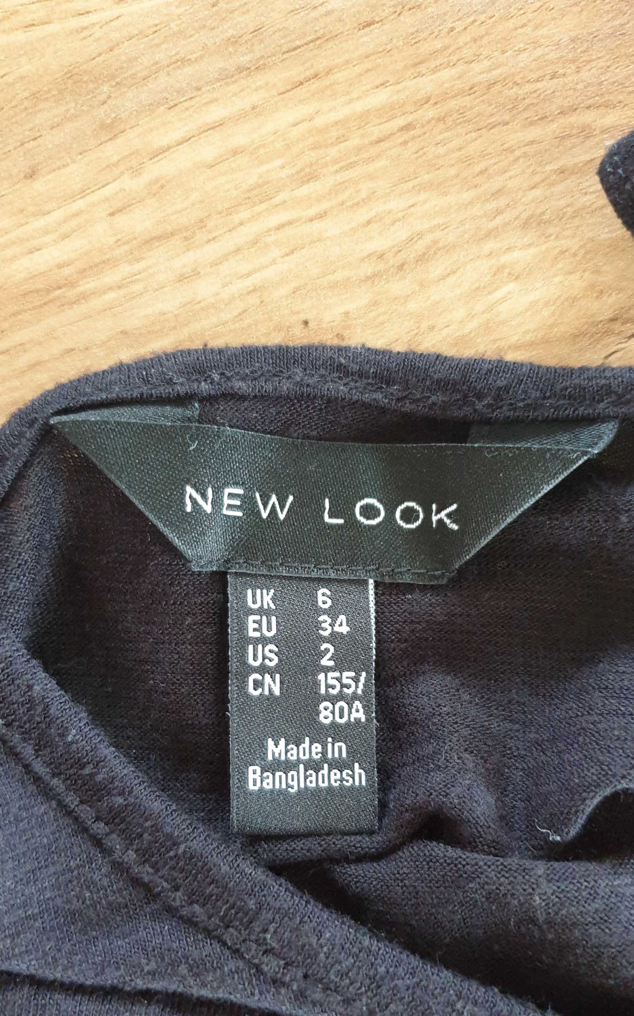 Luźna, czarna bluzeczka z wiązanymi ramiączkami, New Look, rozmiar xs