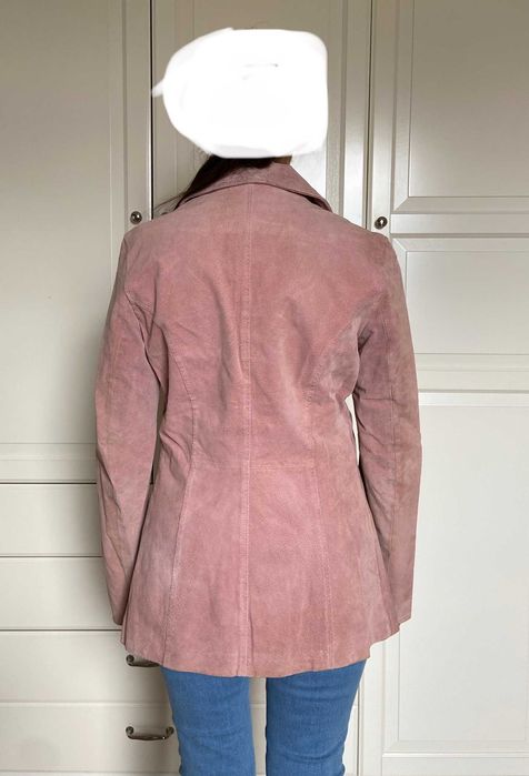 Kurtka skórzana Zamsz Marynarka Różowa Skóra naturalna Zamszowa
