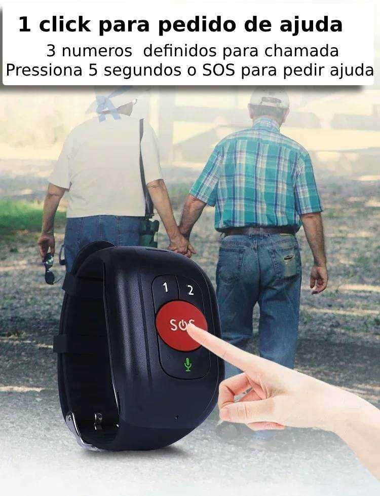 Pulseira GPS 4G para Idosos Crianças doentes Alzheimer relógio pulso