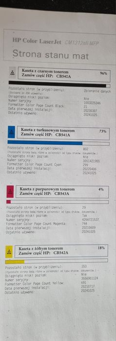 Drukarka Urządzenie WieloFunkcyjne Laserowe Kolor HP LaserJet CM1312