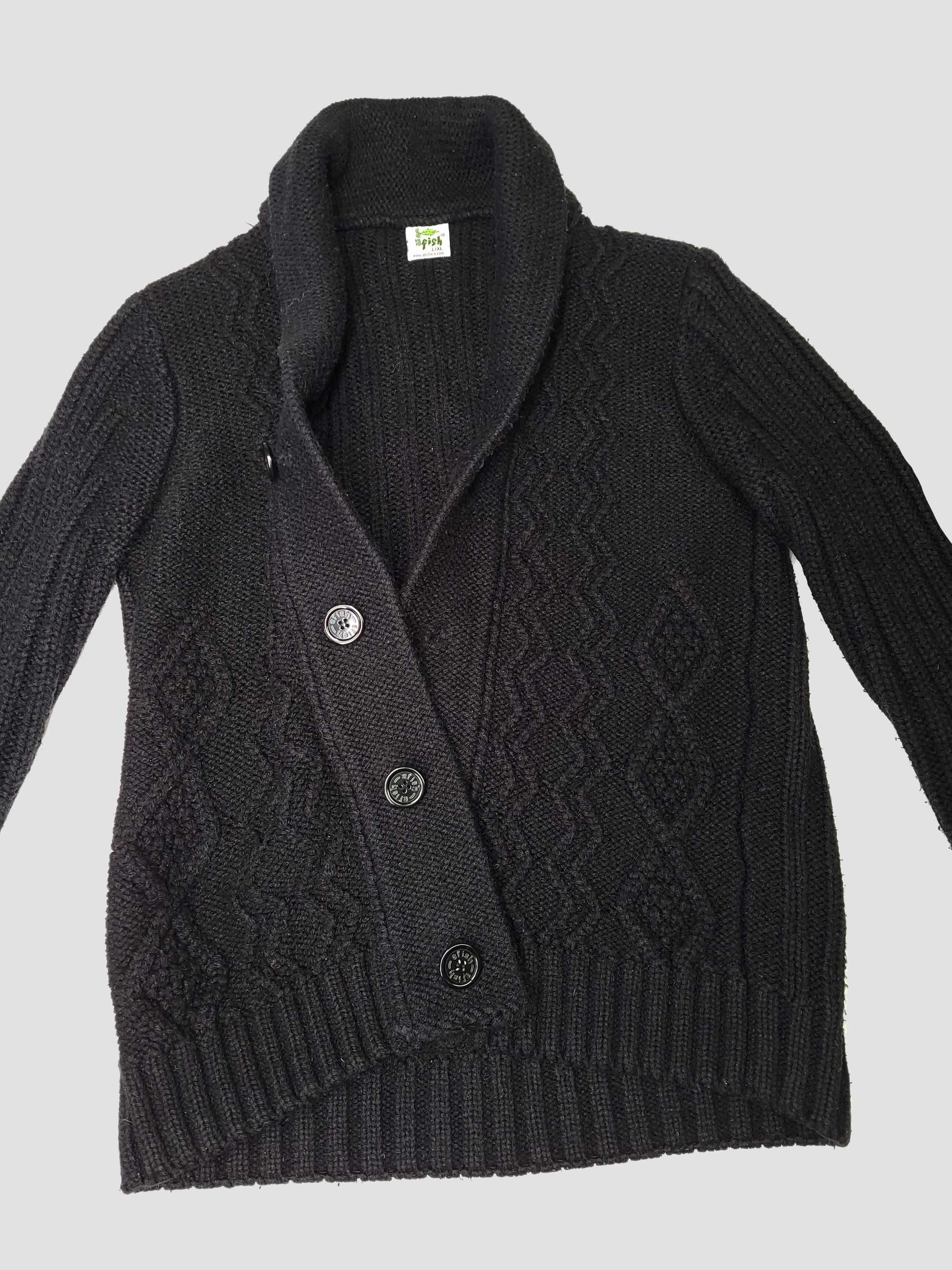 Black Cable Knit Cardigan