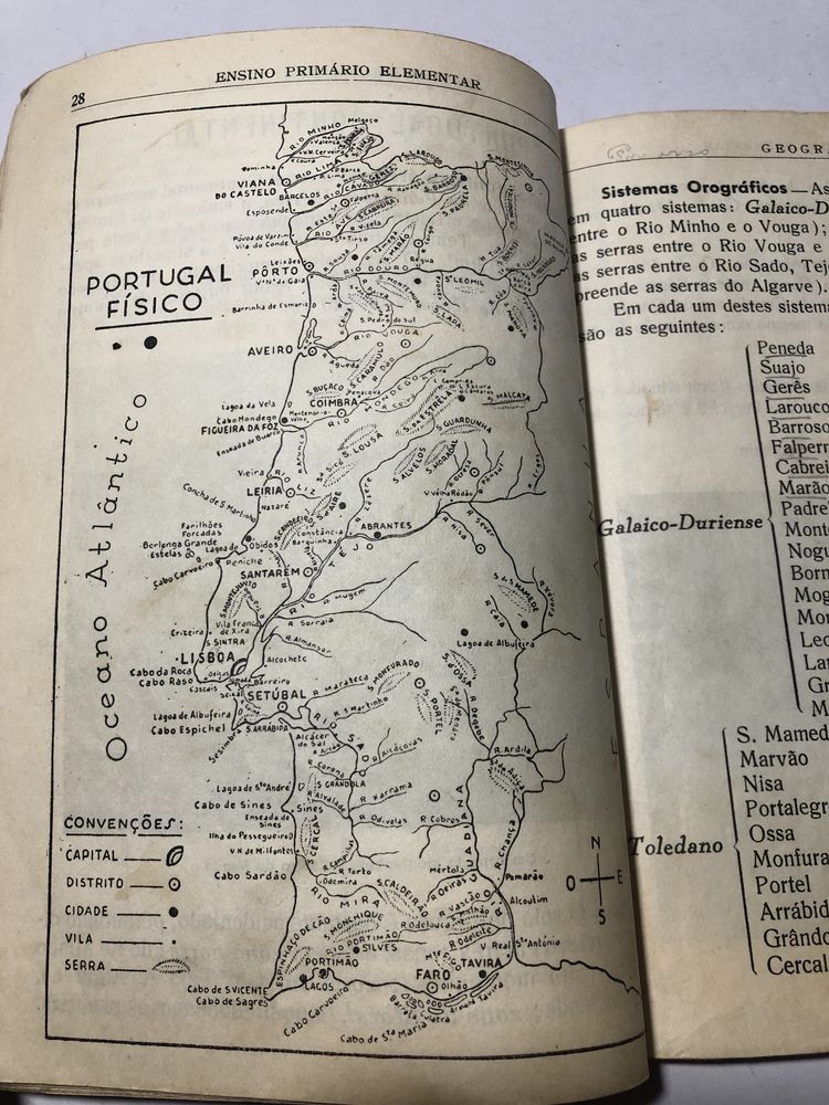 Livro antigo geografia de Portugal