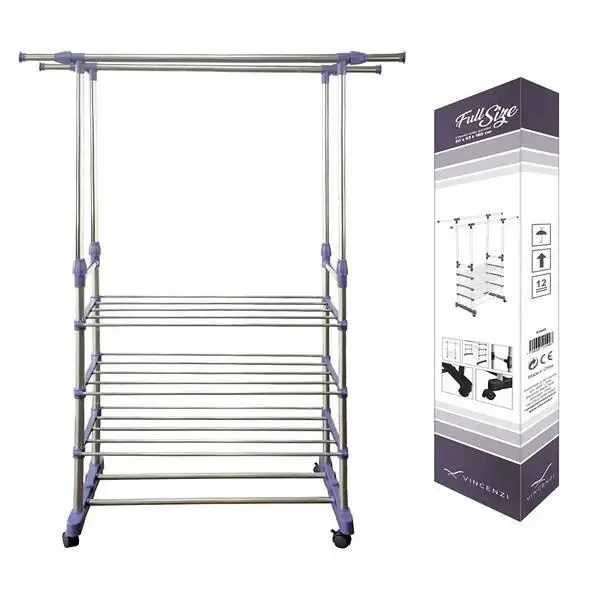 Телескопічна вішалка з полицями, Пересувна вішалка, Стійка для одягу