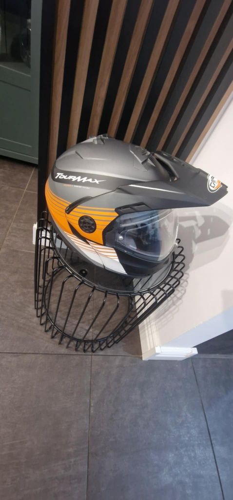 Kask motocyklowy szczękowy enduro Caberg Tourmax biały/pomarańczowy/
