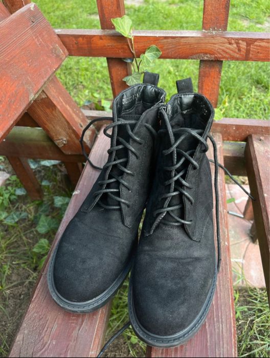 czarne ocieplane botki sznurowane z suwakiem rozmiar 38