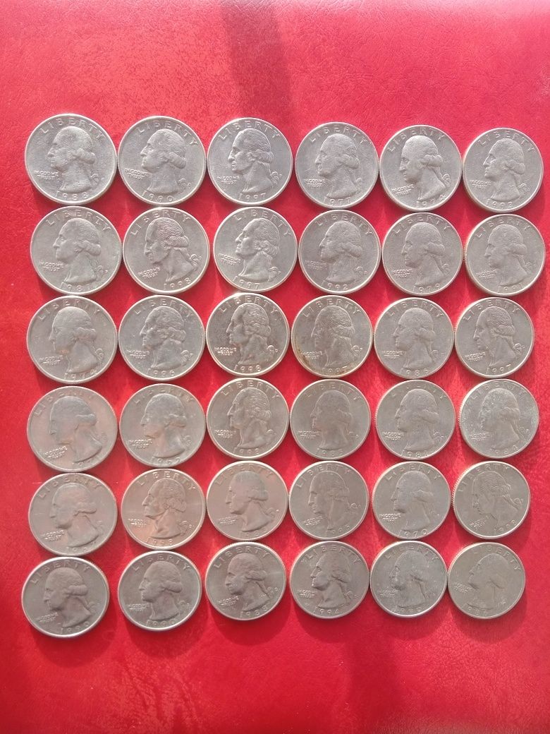 Zestaw monet amerykańskich ćwierć dolarów  36 sztuki