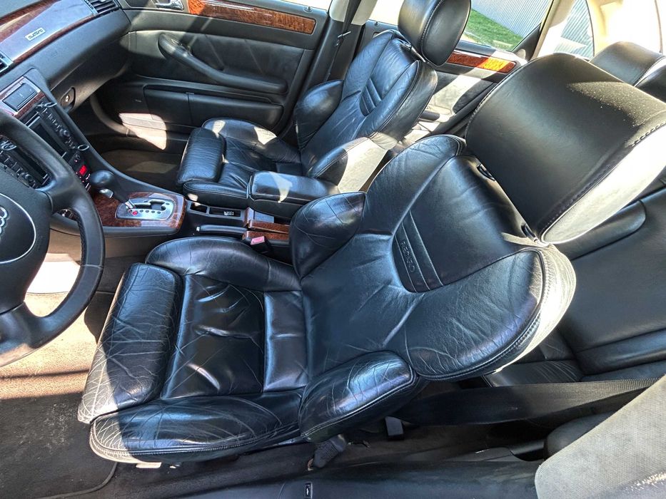 Fotele Recaro Czarna skóra Grzane Audi A6 S6 C5 sedan